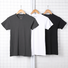 Летние Для мужчин о шеи футболка с короткими рукавами из хлопка Повседневное Европейский Стиль одноцветное новый бренд Дизайн Для мужчин тонкий Фитнес Лидер продаж футболки 2024 - купить недорого