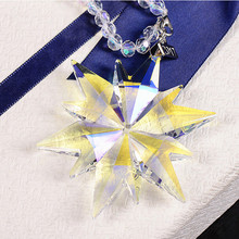 Top Quality DIY AB COLOR Christmas Glass Snowflake Hanging Pendant Crystal Suncatcher Chandelier Parts Ornament Party Decoration 2024 - buy cheap