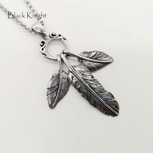 Black Knight 3pcs Stainless steel Eagle feather pendant necklace Vintage silver color Indian style Feather necklace BLKN0724 2024 - buy cheap