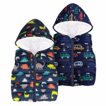 Children Outerwear Baby Boys Vest Coat 2018 Autumn Child's Clothing Boy Waistcoat dinosaur Sleeveless Kids Hooded Cotton Vests 2024 - buy cheap