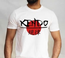 Camiseta japonesa kendo, bandeira japonesa para homens, espada samurai, kanji, autopilação, moda 2018 algodão, slim fit, cor sólida, camiseta de empresa 100% 2024 - compre barato