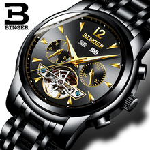 BINGER-reloj mecánico suizo para hombre, accesorio masculino resistente al agua con múltiples funciones, Tourbillon sapphire, calendario completo, B8608M4 2024 - compra barato