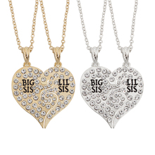 Fashion New 2 Pcs/Set Big Sis Lil Sis Necklace Lady Big Sister Love Pendant and Necklace for Sisters Best Friends Jewelry Gifts 2024 - buy cheap