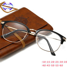 VCKA Diopter -1 -1.5 -2 -2.5 -3 -3.5 -4 -4.5 -5 -5.5 -6 Finished Myopia Glasses Men Women Metal sightedness Vintage Eyewear 2024 - buy cheap