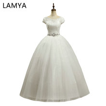 LAMYA-vestidos De novia cortos con cristales, elegantes, a la moda, talla grande, 2019 2024 - compra barato