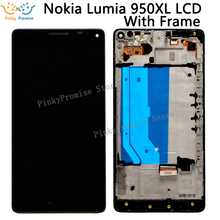 Черный Для 5,7 "Microsoft Nokia Lumia 950Xl, ЖК-дисплей, сенсорный экран, дигитайзер в сборе с рамкой для Lumia 950 XL, RM-1116 LCD 2024 - купить недорого