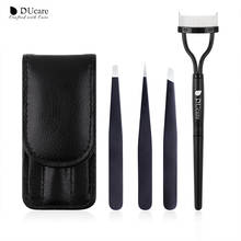 DUcare 3 PCS Eyebrow Tweezers and 1 PCS Foldable Eyelash Comb Point Tip/Slant Tip/Flat Tip Makeup Tools 2024 - buy cheap