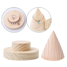 2 Pieces Unfinished Cone and Round Base Wooden Bracelet Earrings Jewelry Display Organizer Showcase 2024 - buy cheap