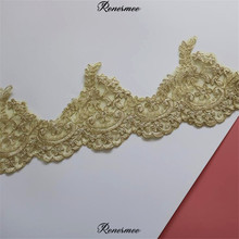 1Yard Sequin Gold Thread Lace Flower Applique Trim Edge Handmade diy Material Wedding Clothing Applique Flower Timimg 13cm SX360 2024 - buy cheap