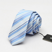 Gravata fina listrada azul, 5cm, profissional, formal, entrevista, escritório, gravata para trabalho, casual, com caixa de presente 2024 - compre barato