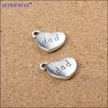 10 unids/lote de dijes de papá para fabricación de joyas, de alta calidad, 14mm x 18mm, letras chapadas en plata antigua, corazón impreso, 10 unids/lote 2024 - compra barato