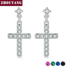 Pendientes de plata de cristal de Cruz clásica, joyería de moda hecha con cristal austriaco, ZYE328 de alta calidad 2024 - compra barato