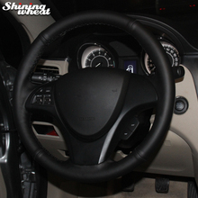 Shining wheat Black Genuine Leather Car Steering Wheel Cover for Suzuki Kizashi 2010 2024 - buy cheap