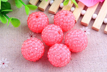 Kwoi vita Neon Watermelon Clear  Resin Rhinestone Ball  beads Wholesales  AAA Quality 20mm Chunky 100pcs/lotfor Kids  Jewelry 2024 - buy cheap