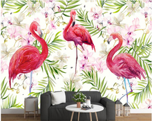 Simplificado beibehang foto papel de parede Moderno Nórdico mão-pintado floresta Flamingo personalidade papel de parede 3d papel de parede 2024 - compre barato