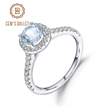 Женское кольцо с натуральным небесно-голубым топазом GEM'S BALLET, обручальное кольцо из стерлингового серебра 925 пробы, ювелирные украшения для свадьбы, 1.24Ct 2024 - купить недорого