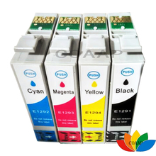 Cartuchos para impressora, 4 compatíveis com t1291, t1292, t1293, t1294, display de tinta 2024 - compre barato
