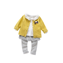 Spring Fall Baby 3 Pcs Clothes Newborn Cute Princess Clothing Set Infant Kids Knitted Sweater + Ruffles Shirt + Leggings X247 2024 - buy cheap