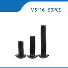 Бесплатная доставка 50 шт. M5x16 мм M5 * 16 мм Юань чашка полукруглая сковородная головка черный класс 10,9 углеродистая сталь Шестигранная головка винт 2024 - купить недорого