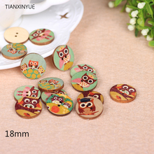 50 pcs Round OWL Buttons Wood Sewing Scrapbooking Random color Two Holes painting Buttons,DIY Clothing Accessories 2024 - buy cheap