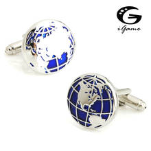 New Arrival Vintage Cuff Links Blue World Map Globe Design Quality Brass Material Free Shipping 2024 - buy cheap