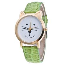 Высокое качество кожанные женские часы Новые Curren Cat Face Pattern кожаный ремешок аналоговые кварцевые Vogue наручные часы relogio feminino 50p 2024 - купить недорого