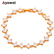 White Crystal & AAA Zircon  Gold color charm bracelets Health Nickel & Lead free Fashion jewelry TB373A 2024 - buy cheap