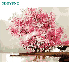 SDOYUNO Frame Peach Blossom DIY Painting By Numbers Landscape Modern Wall Art Canvas Painting Unique Gift For Home Decor 40x50 2024 - buy cheap