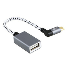 90 градусов микро USB 2,0 OTG кабель правый угол плетеный на ходу адаптер Micro USB папа к USB Женский с функцией OTG, 2024 - купить недорого