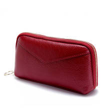 Uniego New Genuine Leather Women Day Clutch Handbags Long Wallet Coin Purse Female Zipper Coin Pocket Clutch Bag Phone Bag HB195 2024 - buy cheap