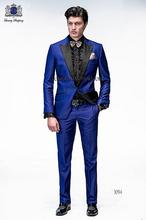 2017 Italian Mens Suits Royal Blue Wedding Tuxedos Jacket+Pants+Tie Groom Tuxedos Men Wedding Suits Groomsmen Prom Suits 2024 - buy cheap