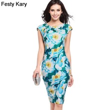 Festy Kary Fashion 2018 New Office Lady Style Women Formal Summer Dress 8 Colors Knee Length Elegant Bodycon Midi Party Dress 2024 - buy cheap