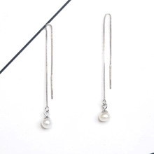 925 sterling fashion jewelry  threader earrings handmade designer natural pearl for women gift 2024 - buy cheap