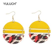 YULUCH Ethnic Beach Round Dangle Yellow Wooden Geometric Drop Holiday Earrings Women Circle Jewelry Wooden Drop Earrings Wedding 2024 - buy cheap