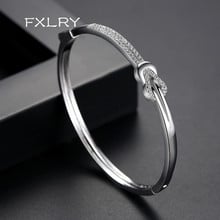 FXLRY Luxury White/Gold color Cubic Zirconia Bohemia Style Shiny Concentric Knot Design Bangles For women Fashion Jewelry 2024 - buy cheap