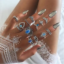 DIEZI Vintage Punk Midi Rings Set Antique Silver Color Boho Female Lotus Charm Jewelry Knuckle Ring For Women Fashion Gift 2024 - buy cheap