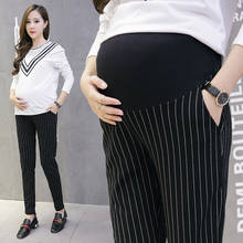 6 #9/10 эластичные хлопковые брюки для беременных с вертикальными полосками брюки-карандаш с эластичной резинкой на талии Одежда для беременных женщин 2024 - купить недорого