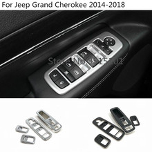 Panel interior de cristal para puerta y ventana de coche, interruptor de elevación con reposabrazos, molduras de marcos de botón, para Jeep Grand Cherokee 2014, 2015, 2016, 2017, 2018, 4 Uds. 2024 - compra barato