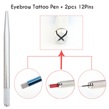 Lápiz para tatuaje de cejas Microblading, porta agujas, Pen + 2 uds Tebori, 12 Pines, maquillaje permanente, suministros de tatuaje 2024 - compra barato
