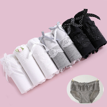 Bragas de algodón para mujer, ropa interior Sexy, pantalones cortos de encaje, 7 unids/lote 2024 - compra barato