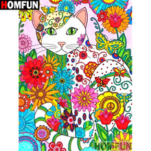 HOMFUN Full Square/Round Drill 5D DIY Diamond Painting "Cartoon cat flower" Embroidery Cross Stitch 3D Home Decor Gift A13164 2024 - buy cheap