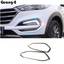 Front Fog Light Lamp Detector Frame Stick Frame ABS Chrome Cover Trims Accessories 2pcs For Hyundai Tucson 2015 2016 2017 2018 2024 - buy cheap