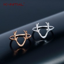 Kinitial Fashion Gold Jewelry Knuckle Rings Cute Animal Deer Antler Rings for Women Girl Stag Animal Ring Christmas Gifts 2024 - buy cheap