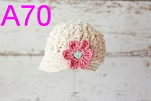 Frete grátis, 10 unidades de 100% algodão crochê chapéu de flor para meninas. Gorro de crochê para bebê-gorro crochê gorro bebê fashion 2024 - compre barato