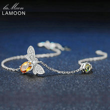 LAMOON Love Bee 925 Sterling Silver Bracelet Woman Citrine Gemstones Jewelry White Gold Plated Chain Designer Jewellery LMHI059 2024 - buy cheap