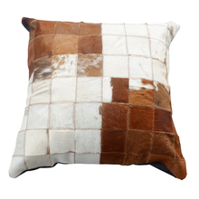 Square cowhide single side fur plaid pillow cushion without core , natural color leather pillow for furniture upholstery SALES 2024 - buy cheap