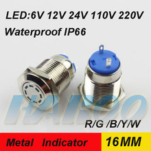 10pcs packing 16MM metal indicator switch 2pins water level indicator 6V 12V 24V 110V 220V indicator light 2024 - buy cheap