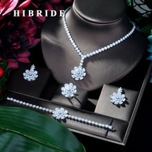 HIBRIDE New Bridal Wedding Jewelry Sets AAA Cubic Zinconia Flower Design 4pcs Big Set Necklace for Women Party Accessories N-110 2024 - buy cheap