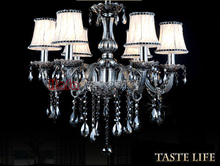 New Modern Smoke gray K9 Crystal Chandelier lighting chandelier 6 lights  Bedroom Living Room lights with lampshade 2024 - buy cheap