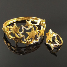 gold plating jewelry sets fine jewelry sets FASHION women bangel  ring  NEW  design rhinestone bracelet 2024 - buy cheap